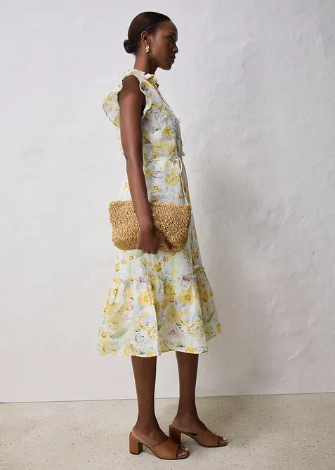 Maxiklänning i rami med skirt blommönster, bonprix