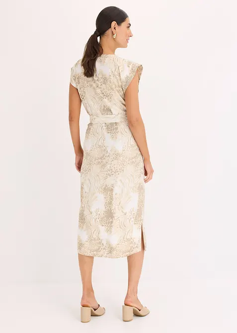 Viskosklänning med knytskärp (2-delat set), bonprix