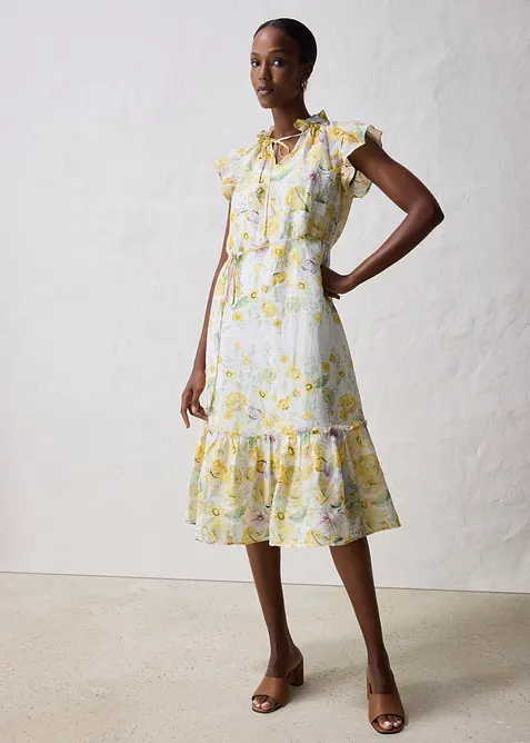 Maxiklänning i rami med skirt blommönster, bonprix