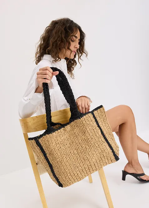Shoppingväska med halmlook, bonprix