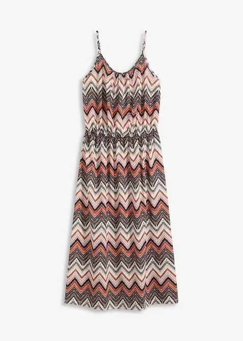 Mönstrad klänning med smala axelband, bonprix