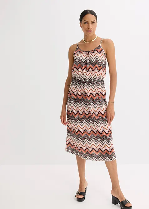 Mönstrad klänning med smala axelband, bonprix