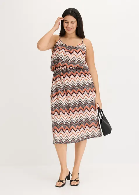 M&ouml;nstrad kl&auml;nning med smala axelband, bonprix