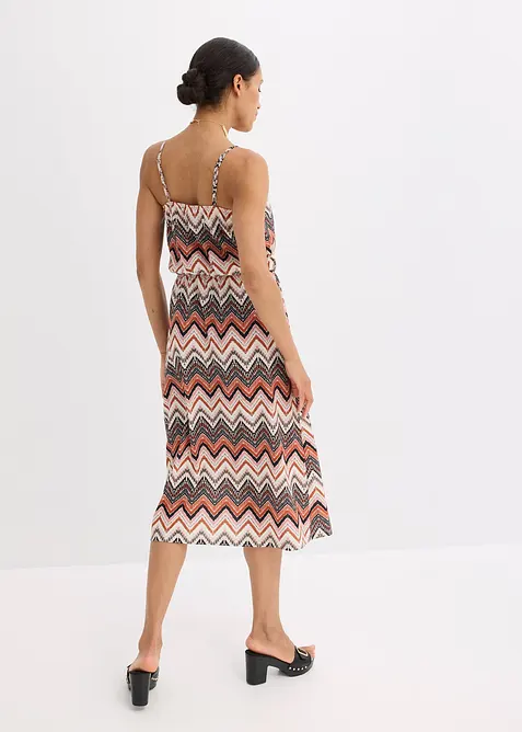 Mönstrad klänning med smala axelband, bonprix