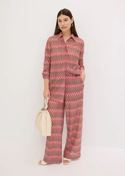 Lång blus med virkad look, bonprix