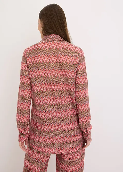 Lång blus med virkad look, bonprix