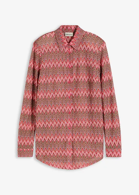 Lång blus med virkad look, bonprix