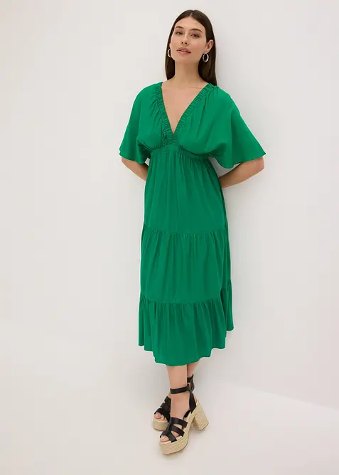 Mellanlång klänning i följsam viskos, bonprix