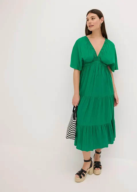 Mellanlång klänning i följsam viskos, bonprix