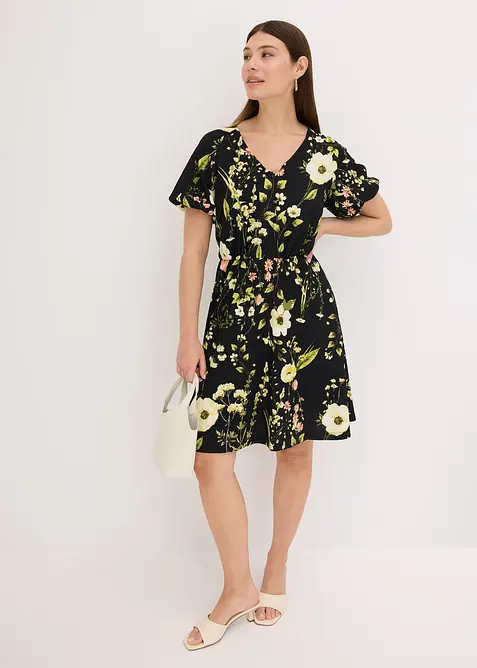 Klänning med puffärmar, bonprix