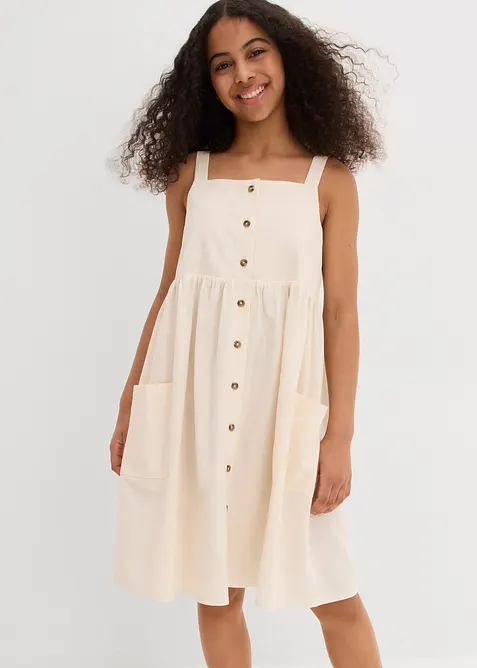 Hängselklänning av svalkande linnemix, bonprix