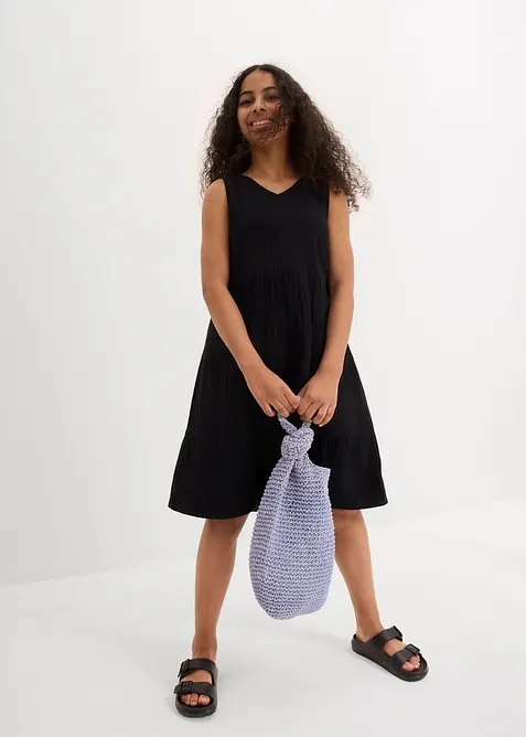 Klänning av mjuk muslin med axelband, bonprix