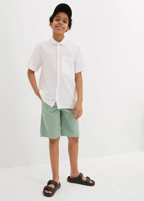 Kortärmad skjorta för barn i luftig linnemix, bonprix