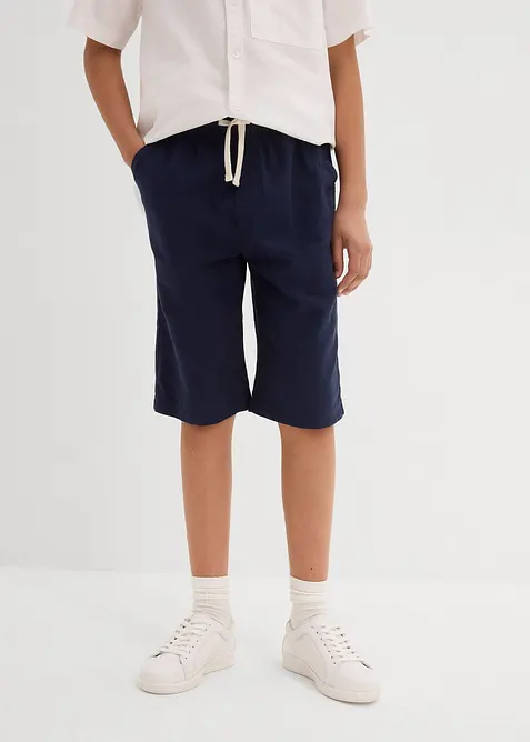 Dra på-shorts i material med linneandel, Regular Fit, bonprix