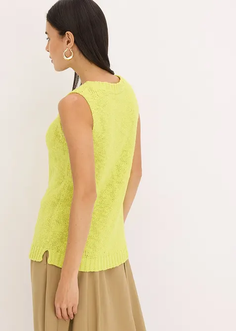 Stickad topp av bomull med strukturmönster, bonprix