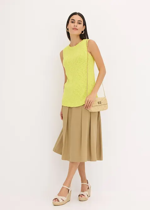 Stickad topp av bomull med strukturmönster, bonprix