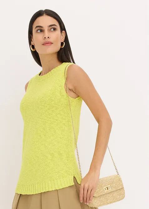 Stickad topp av bomull med strukturmönster, bonprix