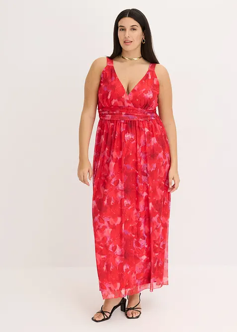 Mönstrad maxiklänning i mjuk mesh, bonprix