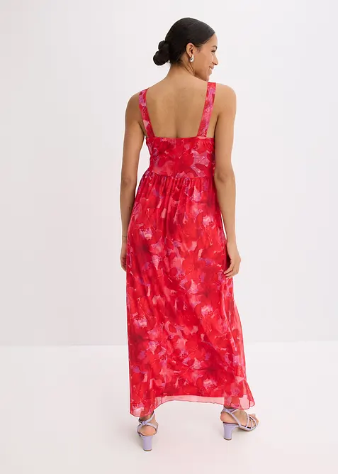 Mönstrad maxiklänning i mjuk mesh, bonprix