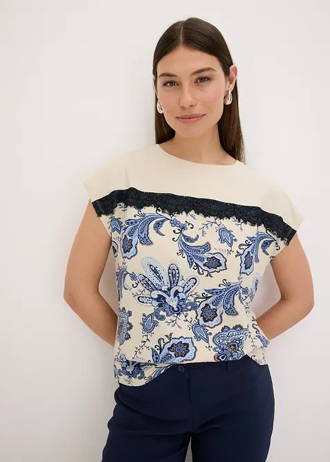 Topp med spetsband, bonprix