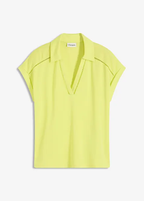 Pikétröja i viskos med spetsinfällning, bonprix