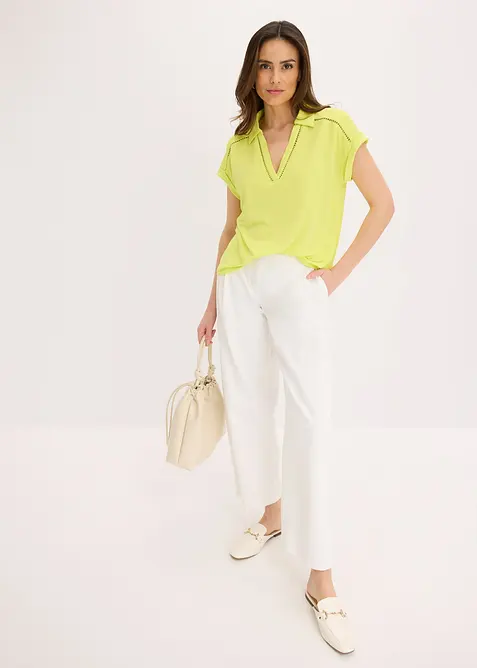 Pikétröja i viskos med spetsinfällning, bonprix