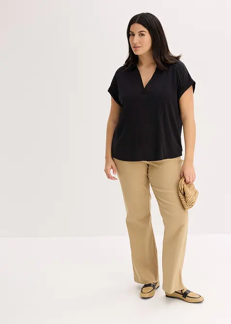 Pik&eacute;tr&ouml;ja i viskos med spetsinf&auml;llning, bonprix