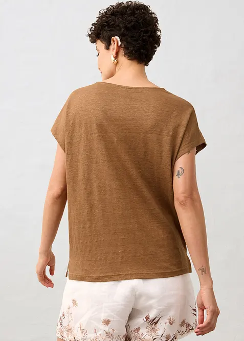 T-shirt i rent linne med spets, bonprix