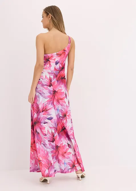 One shoulder-klänning i kräpp med struktur, bonprix