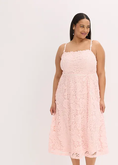 Spetsklänning med dekorativa axelband, bonprix