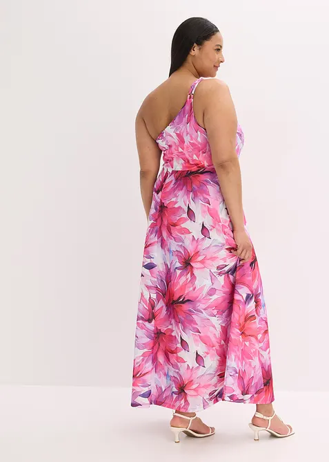 One shoulder-klänning i kräpp med struktur, bonprix