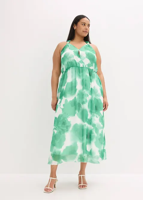 Ärmlös chiffongklänning med dekorativa detaljer, bonprix