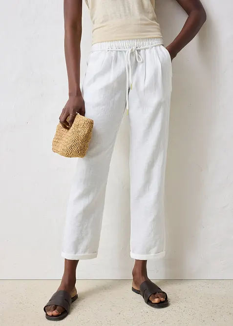Dra på-byxa i rent linne, bonprix