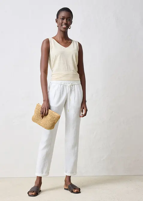 Dra på-byxa i rent linne, bonprix