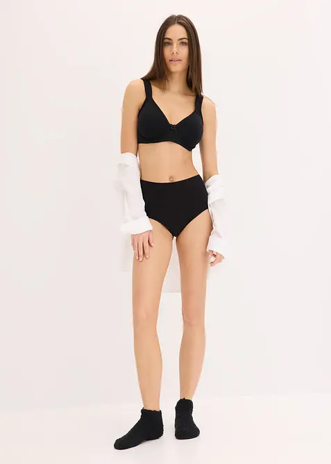 Stringtrosa med hög midja och mjuk bomull (4-pack), bonprix