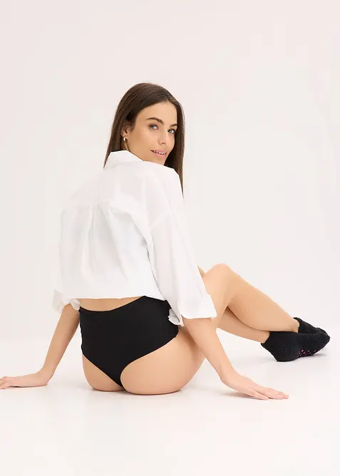 Stringtrosa med hög midja och mjuk bomull (4-pack), bonprix