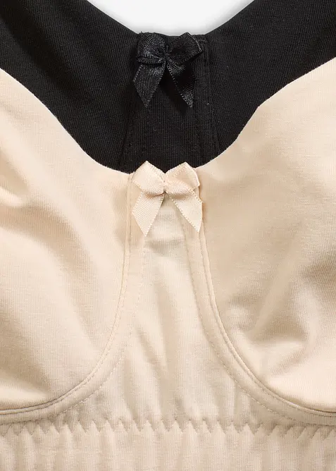 Ovadderad T-shirtbehå utan bygel med ekologisk bomull (2-pack), bonprix