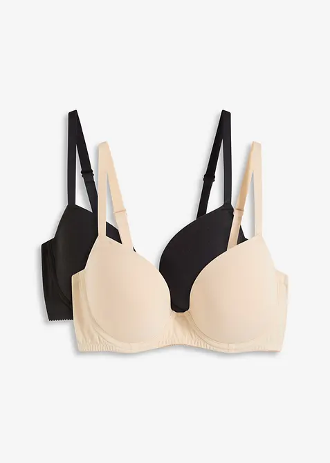 Formpressad bygel-BH med ekologisk bomull (2-pack), bonprix