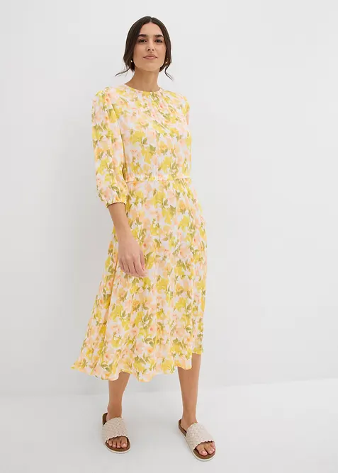 Klänning i krinklat material med struktur, bonprix