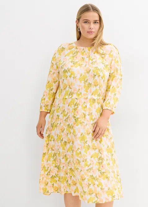 Klänning i krinklat material med struktur, bonprix