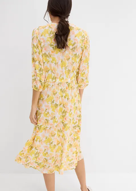 Klänning i krinklat material med struktur, bonprix