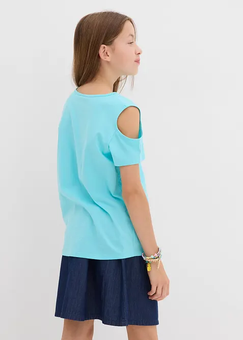 Cold shoulder-topp i ren ekologisk bomull för barn, bonprix