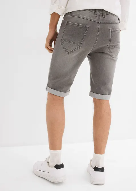 Stretchiga jeansbermudas med uppvikta benslut, Regular Fit, bonprix