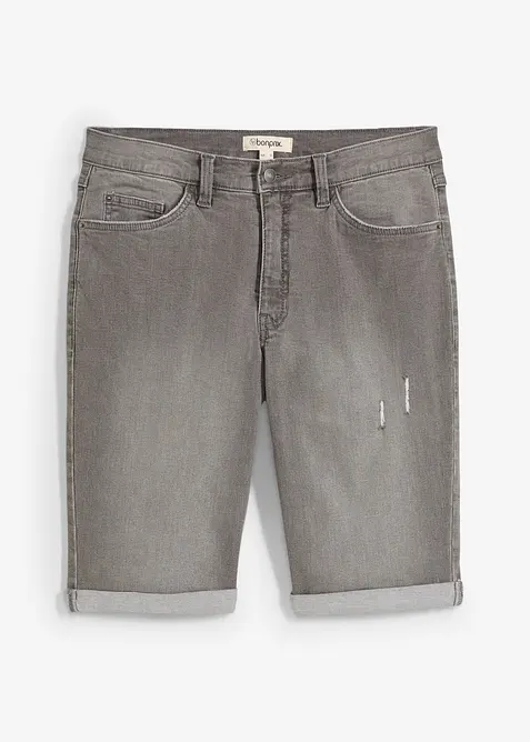 Stretchiga jeansbermudas med uppvikta benslut, Regular Fit, bonprix