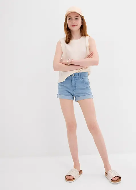 Jeansshorts Mid Waist för barn, bonprix