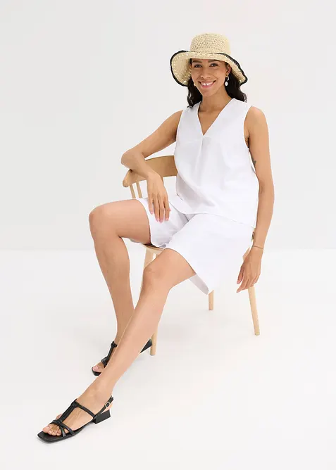 Bluslinne i luftig linneblandning, bonprix