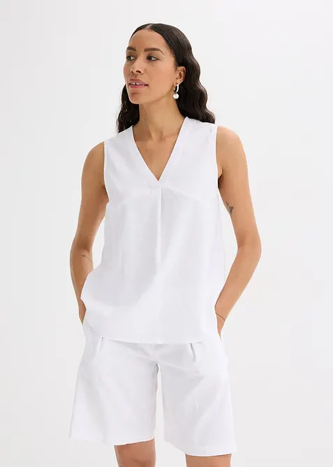 Bluslinne i luftig linneblandning, bonprix