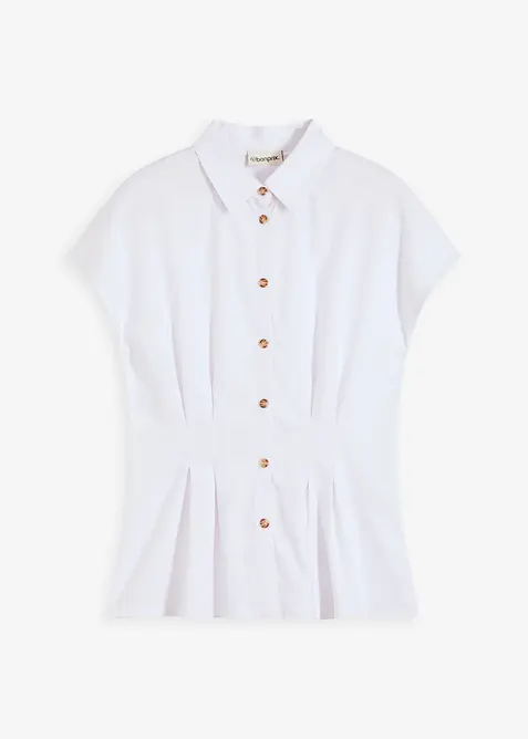 Kortärmad blus av luftig linnemix, bonprix