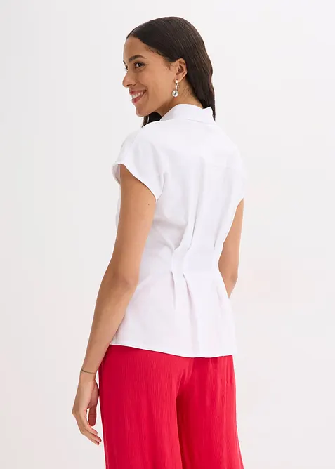 Kortärmad blus av luftig linnemix, bonprix