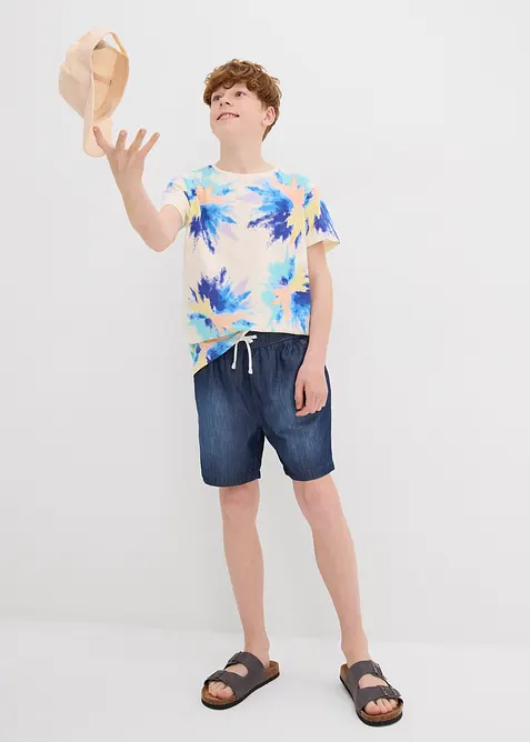 Dra på-shorts för barn i denim av ekologisk bomull, normal passform, bonprix